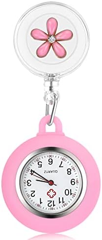 Hemobllo Nurse Watch - Nurse Lapel Watch Clip On Watch Retractable Nurse Fob Watch Cute Flower Nursing Watch for Nurse Doctor