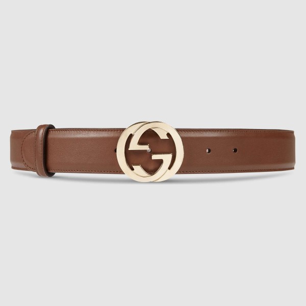 Gucci Brown Leather 38MM Belt with Interlocking G Buckle