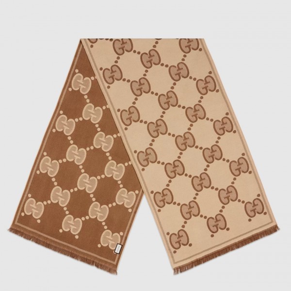 Gucci Beige GG Wool Jacquard Scarf