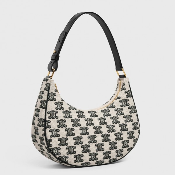 Celine Ava Bag In Textile with Triomphe Embroidery